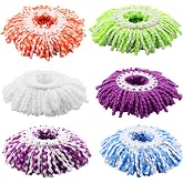 MUKSUET 6 Pack Spin Mop Replacement Head, Round Microfiber Mop Refills, Compatible with Most 360 Spin Mop Systems