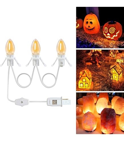 2-Pack Christmas Village Light Cords | 12 LED Warm White C7 Bulbs With Spare Fuse