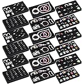Zyghjort 18 Pack Velvet Jewelry Trays, Stackable Jewelry Drawer Organizer Inserts with Removable Dividers, Collection Display Box for Earrings Rings Necklaces Bangle Bracelets - Black