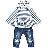 Baby Girl Clothes Toddler Girls Winter Outfits Infant Clothing Ruffle Top Denim Pants Jeans Cute Fall Outfit Set