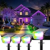 Linkind Halloween Solar Spot Lights Outdoor Waterproof Multicolor 4 Pack | Wide Beam, 9 Lighting Modes, 800LM High Brightness, RGB Color Changing, for Holiday Christmas Decor Landscape Yard Garden