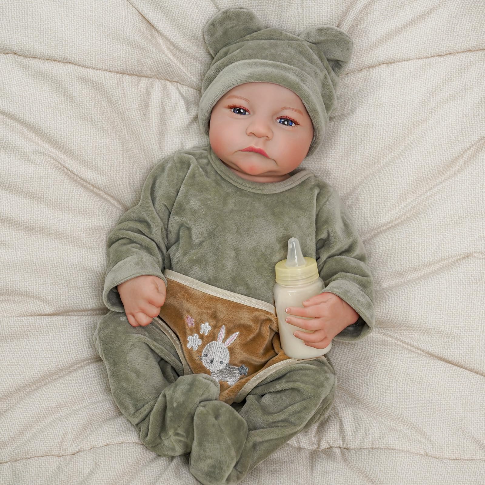 BABESIDE Reborn Dolls Boy 18 Inch Realistic Baby Awake Reborn Newborn Real Life Lifelike Doll Looks Like a Real Full Vin-yl Body Open Eye