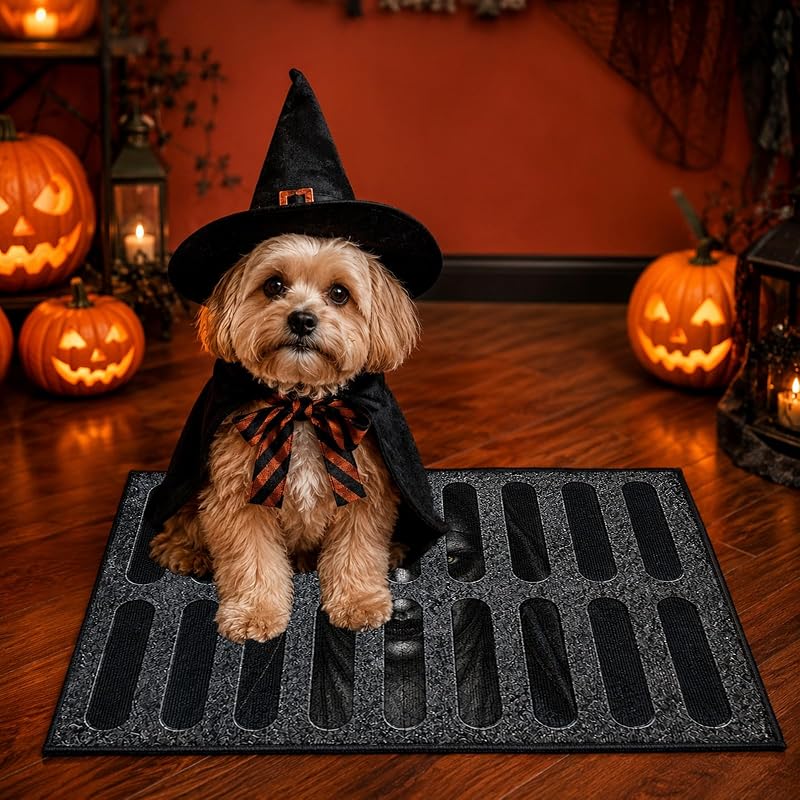 Felpudo de Halloween 60 x 40 cm, 3D terror felpudo interior y exterior (gris-bueno)