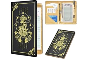 PAMAID Server Books for Waitress, Cute Waitress Waiter Book with Zipper Pocket, PU Leather Restaurant Guest Check Presenters Card Holder Fit Server Apron (Golden Mushroom)