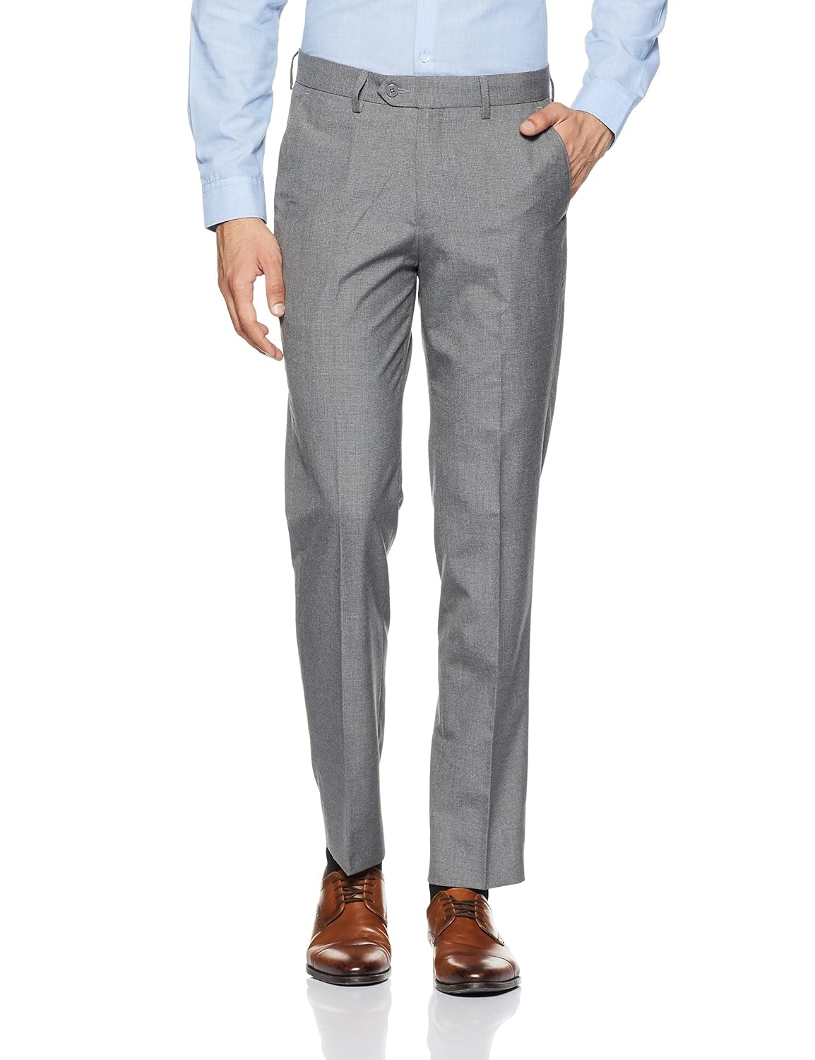 peter england men's slim fit formal trousers