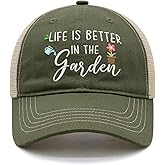 MINYJHZ Gardening Gifts for Women, Gardening Hat for Plant Lovers, Adjustable Embroidered Garden Trucker Hat Army Green