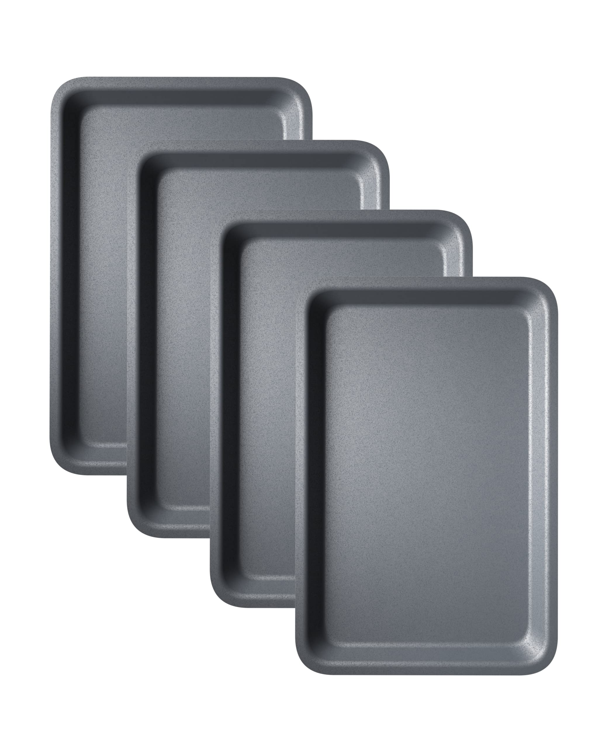 Economy 4-Pack Deep Oven Tray Baking Tray Set - 31cm Non Stick Roasting Tins for Ovens - Baking Tray for Oven Non Stick - Dishwasher Safe Cooking Trays & Bakeware by KITCHENEUR®