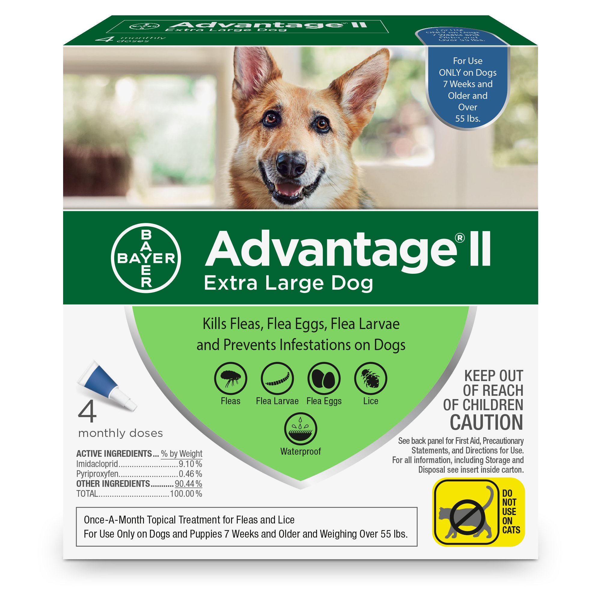 Bayer Advantage II Flea and Lice Treatment for XLarge Dogs, Over 55 lb