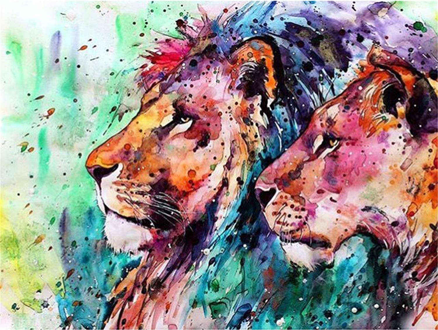 T-ART Paint by Numbers Kits for Adults Painting by Numbers Animals DIY Acrylic Colour Kits 16x20 inch Canvas (Lion & Lioness)