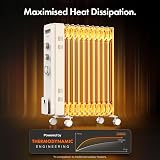 VonHaus Oil Filled Radiator 11 Fin 2500W with 24h Timer 360° Wheels view 6