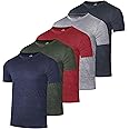 Real Essentials 5 Pack: Men’s Short Sleeve Dry Fit Active Crew Neck T Shirt - Athletic Running Gym Workout Tee Tops