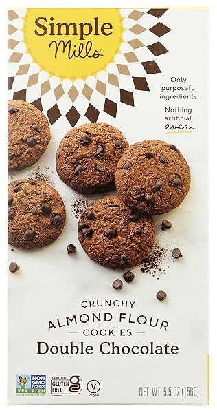 SIMPLE MILLS ALMOND FLOUR DOUBLE CHOCOLATE CHIP COOKIES, GLUTEN FREE AND DELICIOUS CRUNCHY COOKIES, ORGANIC COCONUT OIL, GOOD FOR SNACKS (PACKAGING MAY VARY)