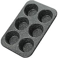 Monfish Jumbo Muffin pan 6 cup large cupcake pan black granite finish Carbon steel muffin tin 3.5inch cup (6cup)