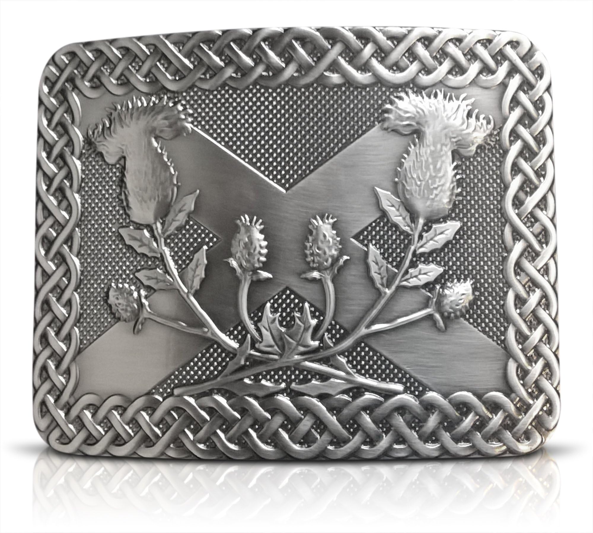 Saltire Thistle Solid Brass Kilt Belt Buckle