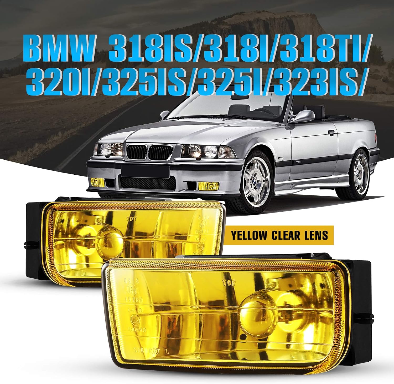 Amazon Com Fog Lights For Bmw M3 E36 3 Series 1992 1993 1994 1995 1996 1997 1998 1999 Autofree Fog Lamps Replacement Assembly With H1 12v 55w Bulbs 1 Pair Yellow Lens Automotive