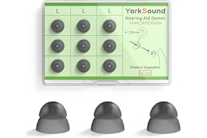 YorkSound Set of 9 Hearing Aids Domes, Silicone Power Domes Close Domes Ear Tips, Hearing Aid Replacement Domes, Sure Fit RIC RITE and Open Fit BTE Hearing Amplifier, Smoky Color, Large