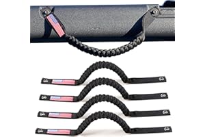 RERPRO 4 Pack Grab Handles for Ford Bronco Accessories 2021 2022 2023 2024 2025 2 Door 4 Door Interior Paracord Roll Bar Grip Door Handle with America Flag Black