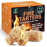 Realcook Natural Fire Starter for Campfires: All Weather Firestarters | Odorless Charcoal Starters for Grill , Fire Pit , Indoor Fireplaces , BBQ , Wood Stove , Smoker - 72 Counts