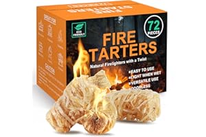 Realcook Natural Fire Starter for Campfires: All Weather Firestarters - Odorless Charcoal Starters for Grill | Fire Pit | Indoor Fireplaces | BBQ | Wood Stove | Smoker - 72 Counts
