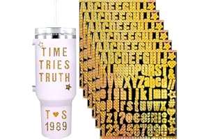 6 Sheets Vinyl Letters Stickers, Glitter Vinyl Alphabet Stickers Adhesive Letter & Number Stickers Small Letter Water Bottles
