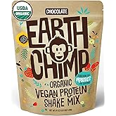 EarthChimp Organic Vegan Protein Powder - with Probiotics - Non GMO, Dairy Free, Non Whey, Plant Based Protein Powder for Women and Men, Gluten Free - 52 Servings, 64 Oz (Chocolate)