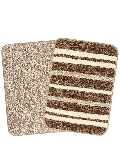 Saral Home Microfiber Anti Slip Bathmat Set of 2 Pc- 35x50 cm, Brown