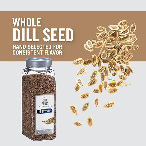 MCCORMICK CULINARY WHOLE DILL SEED, 15 OZ – ONE 15 OUNCE CONTAINER OF DILL SEED SPICE, VERSATILE FOR USE IN SALADS, DRESSINGS, BREAD, ENTREES, PICKLING AND MORE