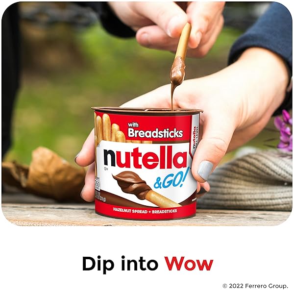 NUTELLA & GO! 4 PACK, HAZELNUT AND COCOA SPREAD WITH BREADSTICKS, SNACK CUPS, 1.9 OZ EACH