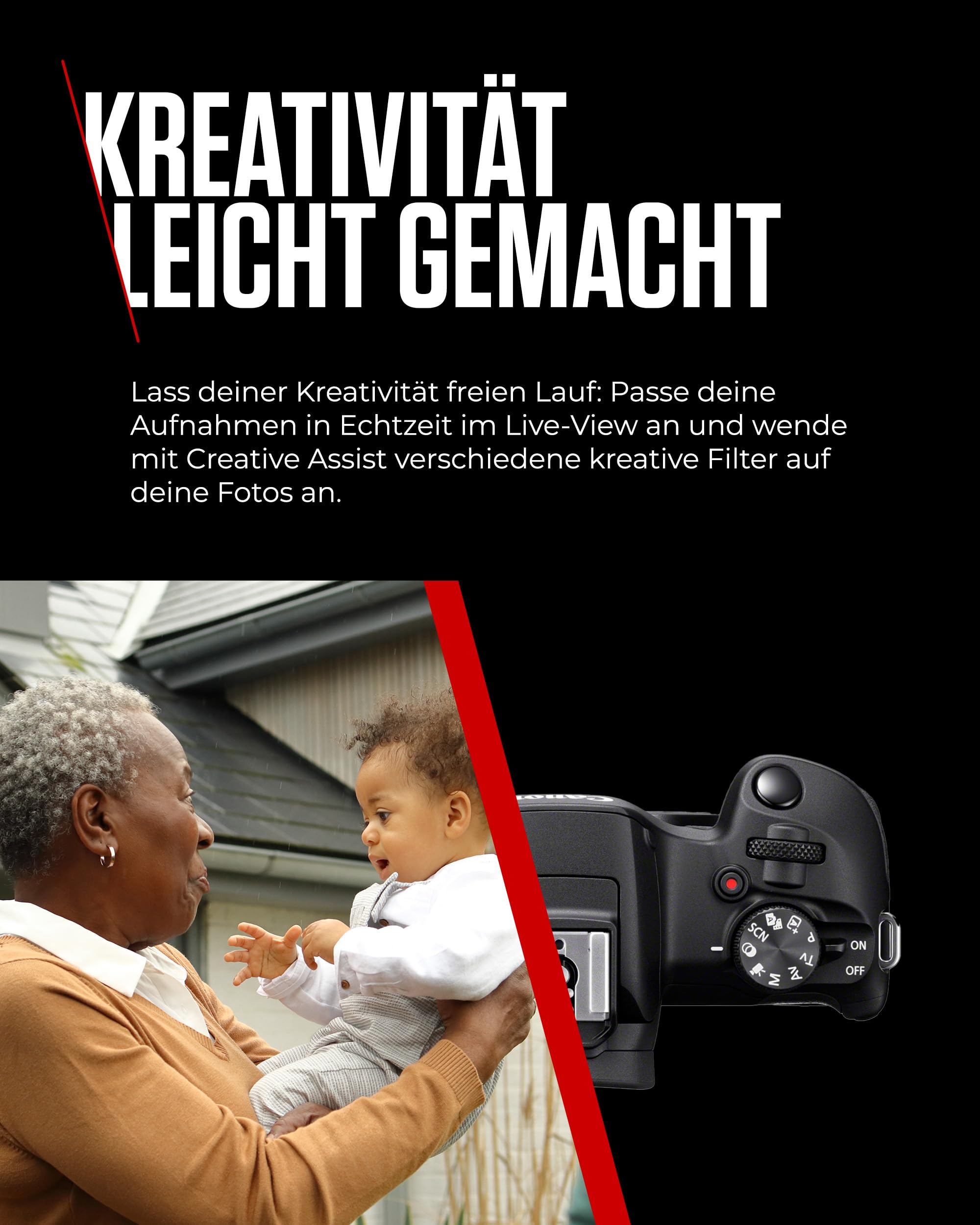 Canon EOS R100 + RF-S 18-45mm F4.5-6.3 is STM Objektiv + Kameratasche + 64GB SD-Karte (Spiegellose Digitalkamera, 4k Videokamera, 24,1 Megapixel, Bildstabilisator, Objektivsteuerring, WLAN) schwarz 9