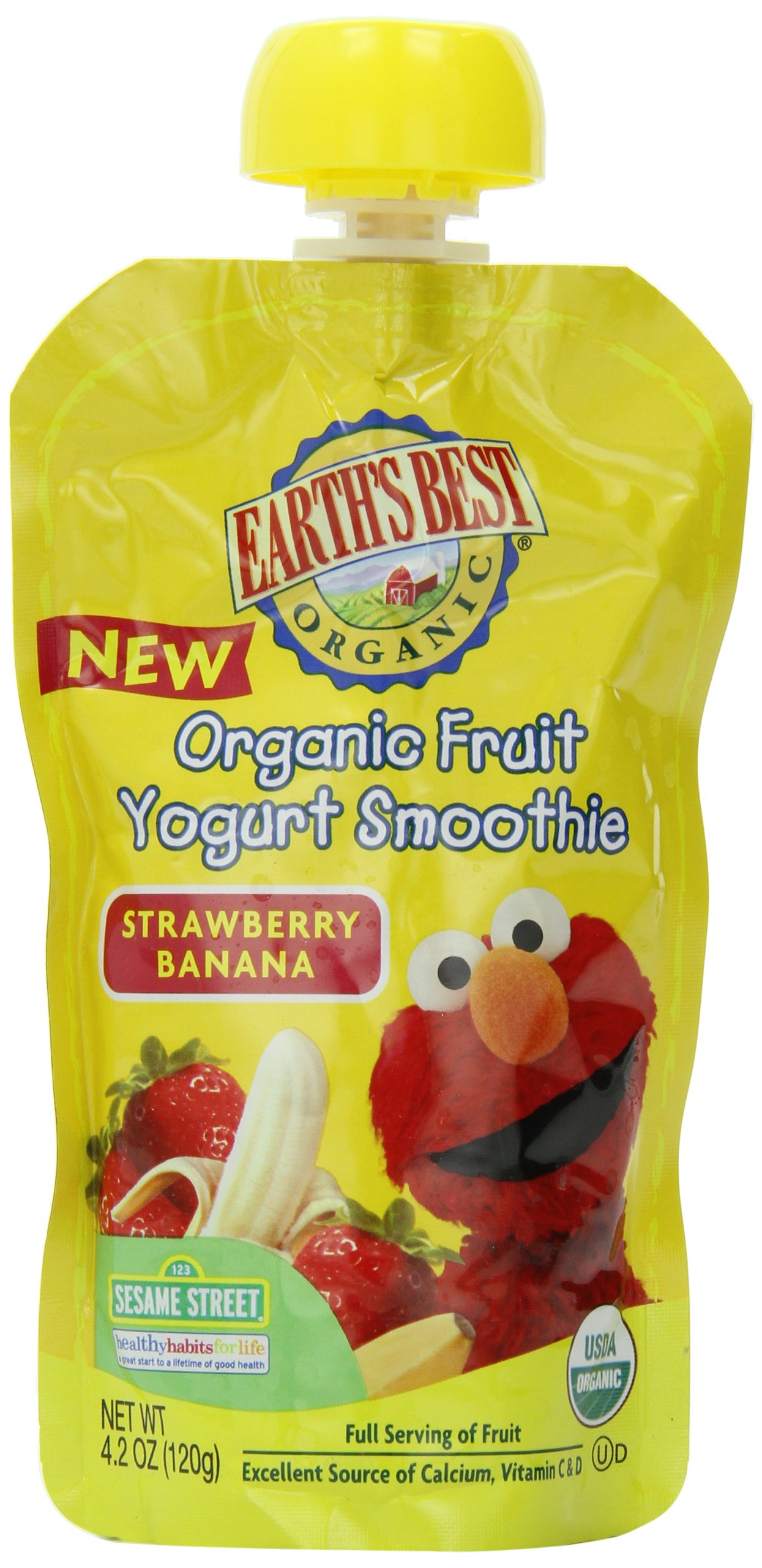 Earth's Best Organic Sesame Street Toddler Fruit Yogurt Smoothie, Cherry Apple, 4.2