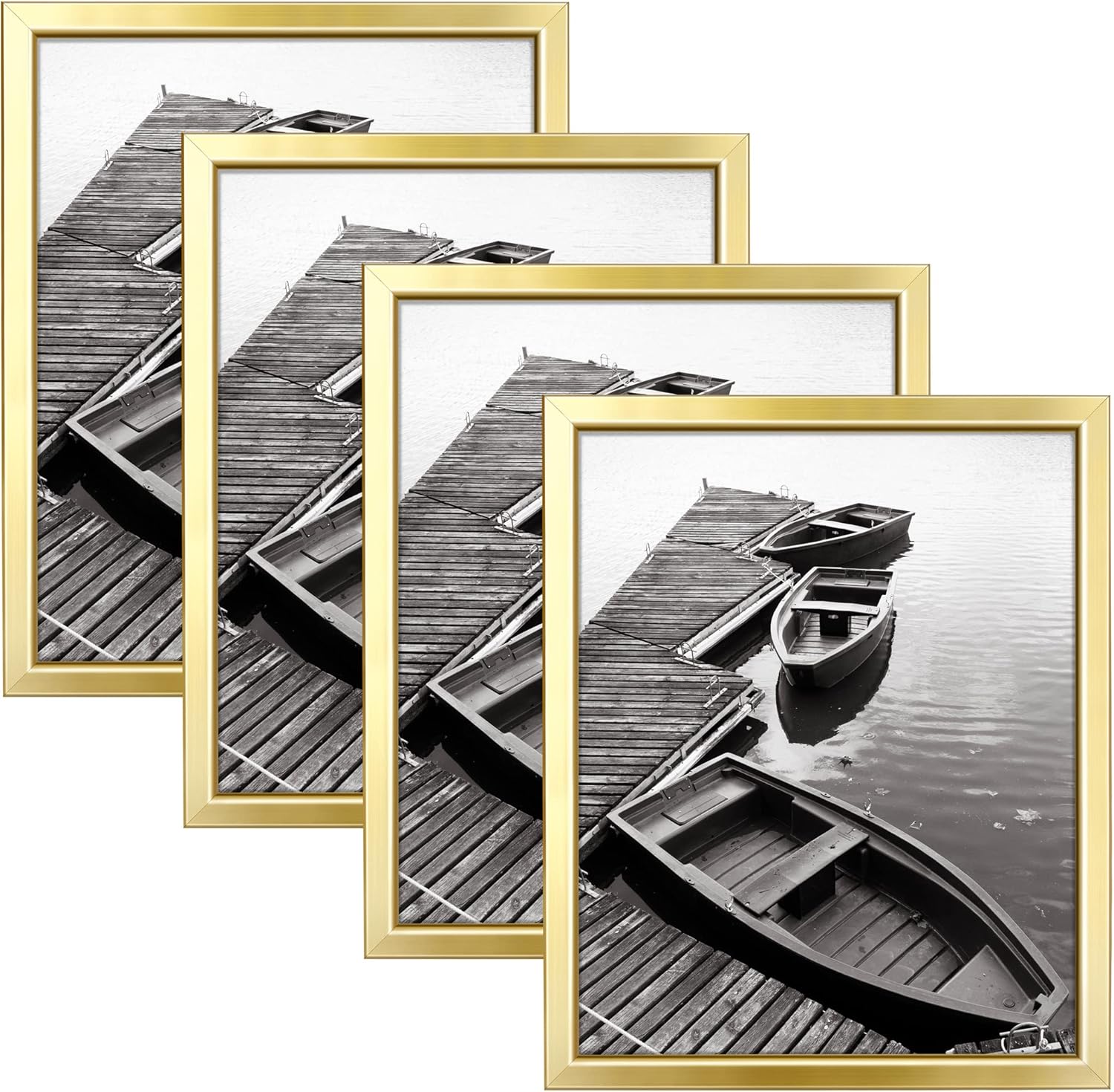 Photo Albums, Frames & Accessories - Giverny 8x10 Picture Frames Set of 4, Gold Photo Frames for Wall or Tabletop Display, Simple Design Glossy Finish Frame Perfect for Home Decoration, Office, Hotel and Various Ceremonies Praties