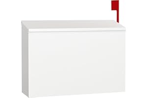 VERSASKY Wall-Mount Mailbox for Outside, Large Capacity Rust-Proof Mail Box with Stay-Open Lid & Red Flag Kit, Galvanized Steel Weather-Resistant Post Box for House Outside, 10.5"x4.3"x14.2", White