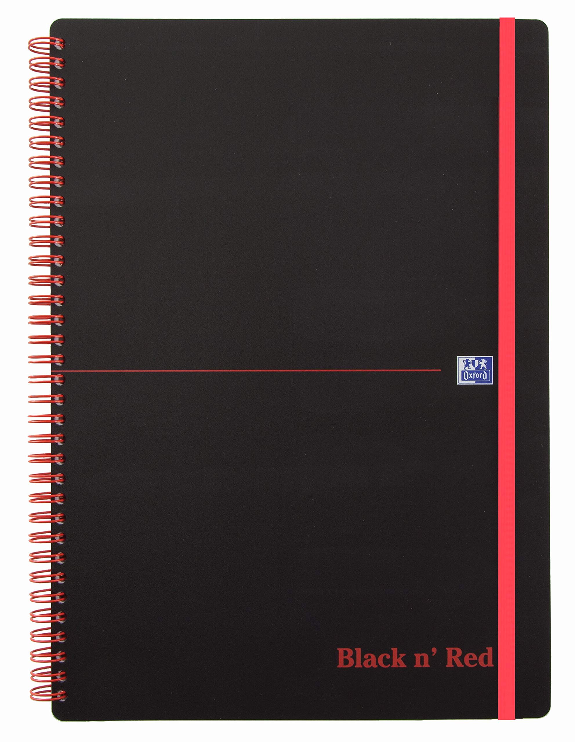 Oxford 400047655 Spiral-Bound Notebook Black n' Red Pack of 5 DIN A5 Lined Flexible Cover 70 Sheets Black/Red