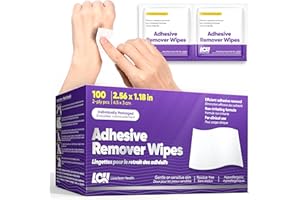 Livaclean Health Adhesive Remover for Skin – 100 Wipes, 2 Ply 2.56 x 1.18 in (6.5 x 3 cm) – Gentle Skin Glue & Medical Adhesi
