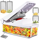 Geedel Vegetable Chopper with Container, 4 in 1 Food Chopper Veggie Slicer | Onion Chopper, 420 Stainless Steel, Safety Lock, Dishwasher Safe, No BPA, Cleaning Brush Included, for Vegetables, Cheese