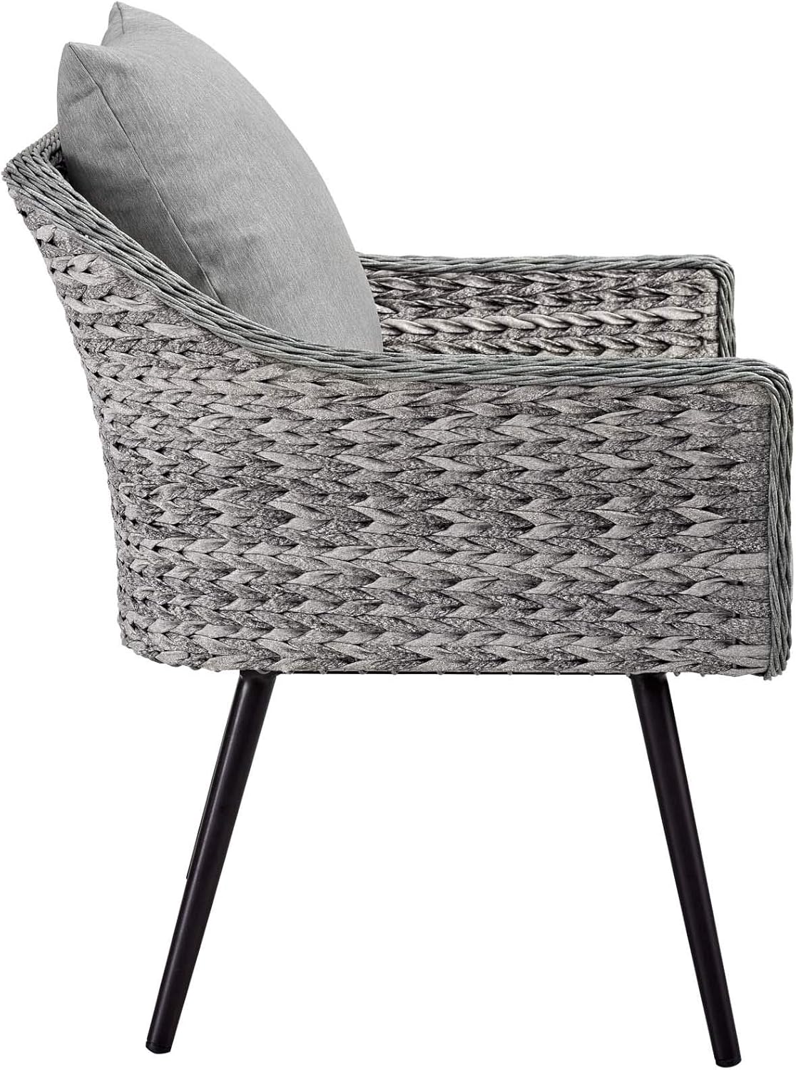 Modway Endeavor Wicker Rattan Aluminum Outdoor Patio Accent Lounge Arm Chair with Cushions in Gray Gray : Garden & Outdoor