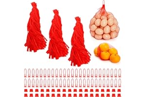 Hedume 300 Pack 20'' Mesh Nylon Netting with Loop-Style Closures, Red Reusable Produce Mesh Bags, Expandable Plastic Mesh Pro