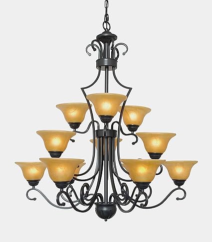 Wrought Iron Chandelier Large Foyer Entryway Lighting Country