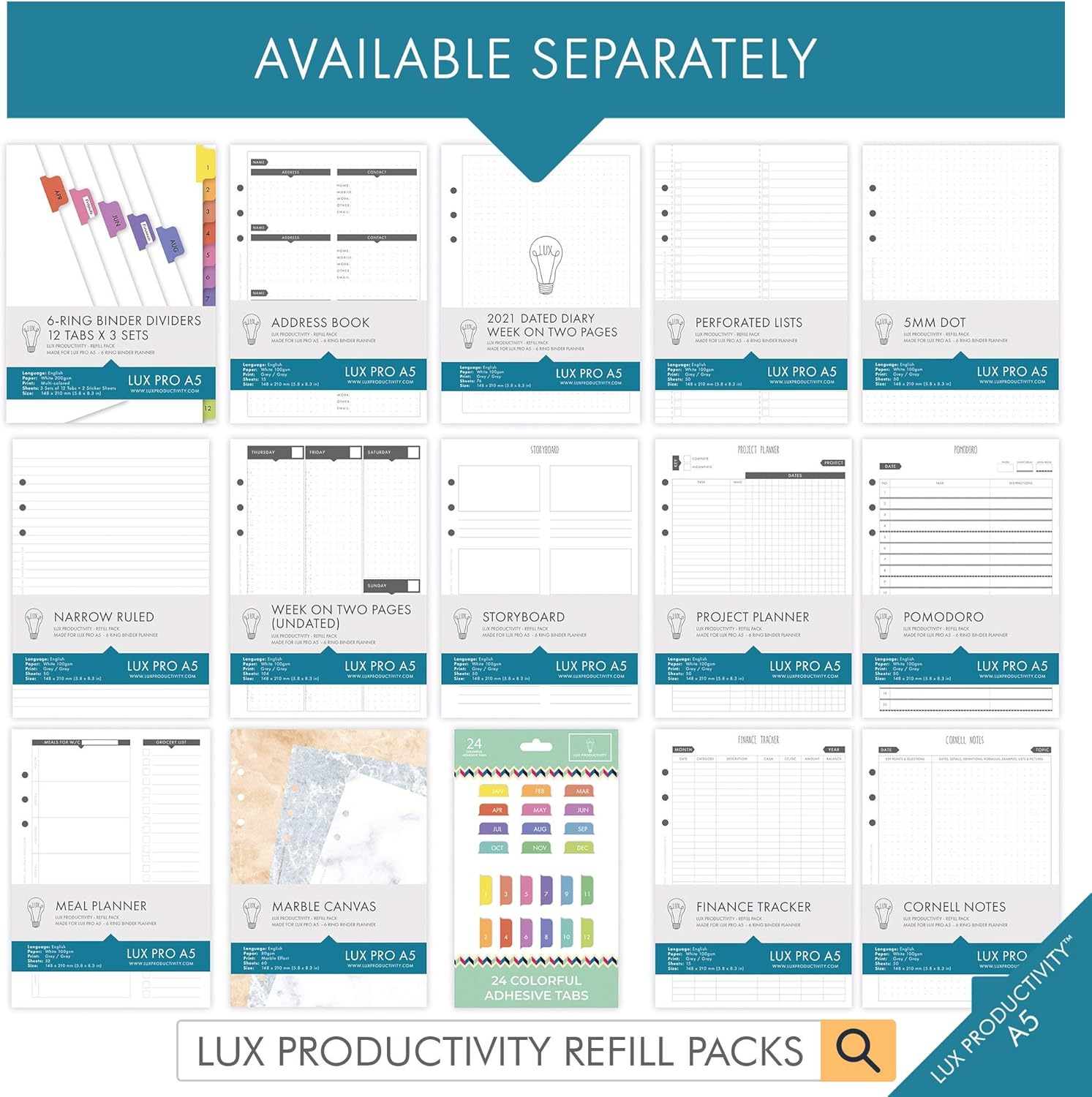 LUX Productivity PRO A5 Planner – Best Undated Diary Task Organizer with Daily Schedule & Reflection Journal - Manage Time/Projects/Finances/Goals/Gratitude/Happiness- (Purple) : Office Products