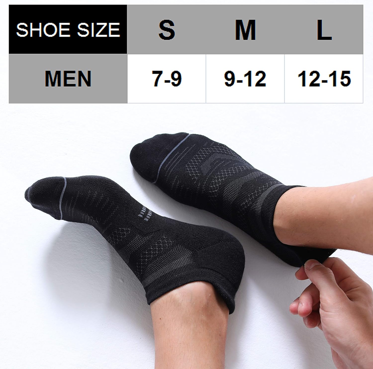 CelerSport 6 Pack Men's Running Ankle Socks with Cushion, Low Cut Athletic Sport Tab Socks: Clothing