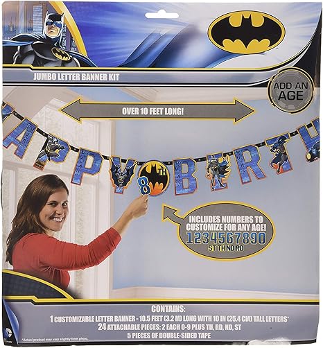 Amscan Batman Jumbo Add An Age Happy Birthday Letter Banner Pack