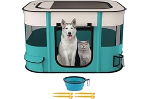 NOCOEX Foldable Pet Playpen,Portable Dog Cat Crate Pet Kennel Tent, Puppy playpen Indoor, Free Carrying Case,Outdoor Travel U