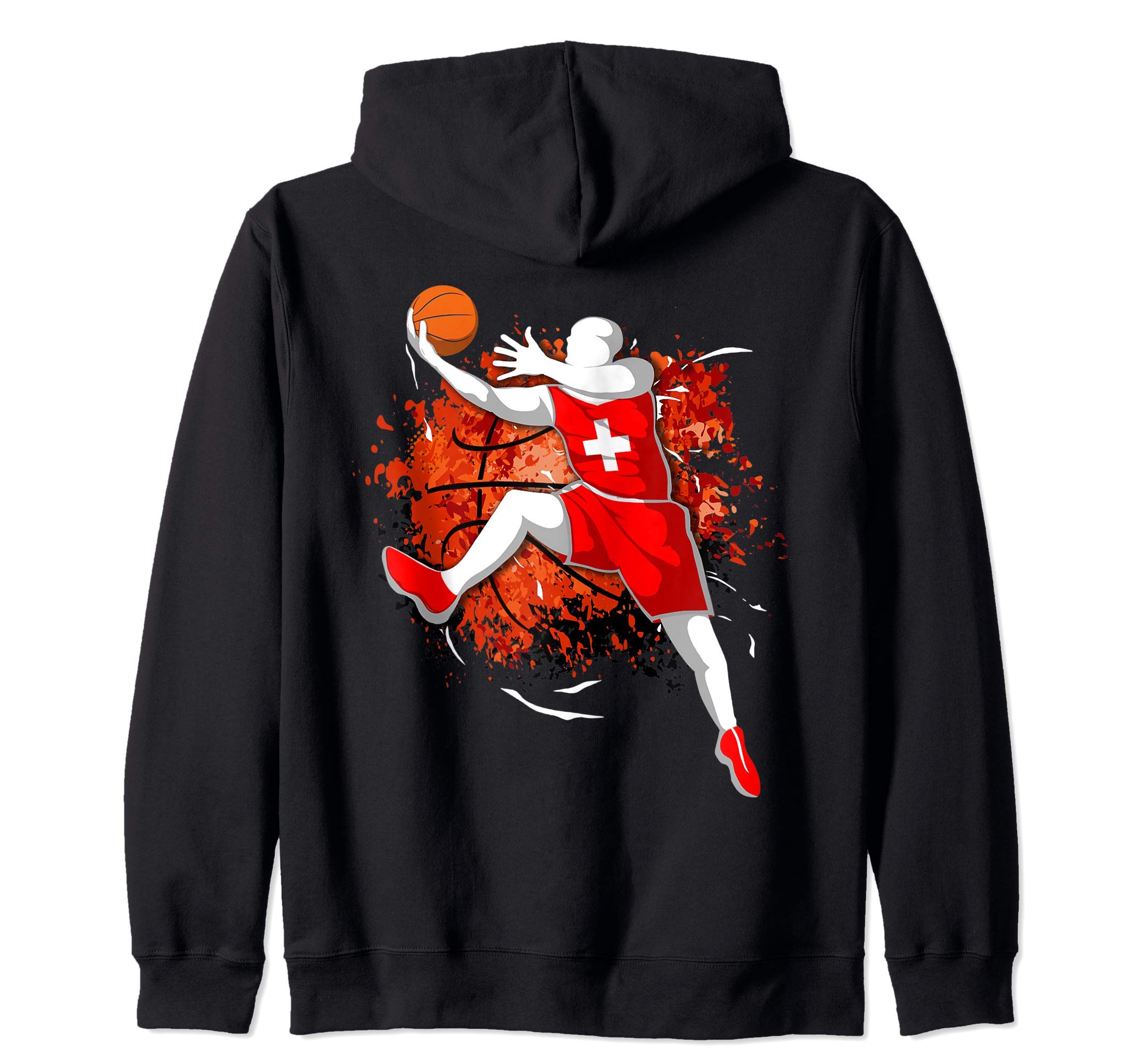 Proud Switzerland Basketball Lover Swiss National Flag Pride Zip Hoodie