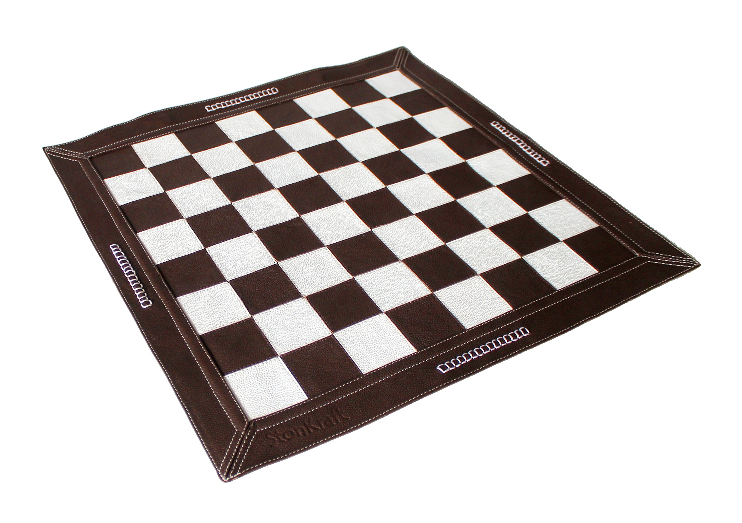 Stonkraft 19" x 19" Genuine Leather Chess - Dark Tan Colour | Roll-up Chess | Tournament Chess