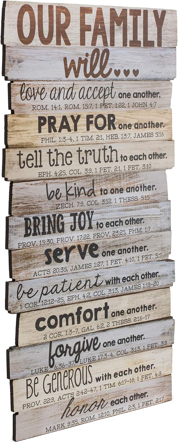 Lighthouse Christian Products Our Family Will Love One Another Rustic Stacked Pallet 8.5 x 16.5 Wood Wall Plaque - Image 3