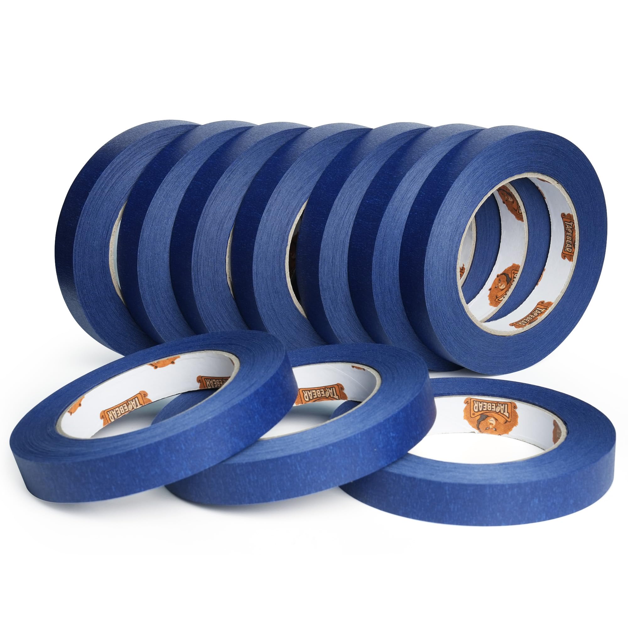TAPEBEAR Blue Masking Tape, Painters Tape, Residue Free Blue Tape, Decorators Artist Tape with Sharp Lines for Painting, Anti-UV, 0.7 inch x 60 Yard (18mm x55m), 10Rolls
