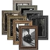 Bagous 4x6 Picture Frames Set of 8,Classic American Vintage Rustic Farmhouse Style Photo Frames, High Definition Real Glass,for Tabletop or Wall Hanging