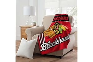 NORTHWEST Officially Licensed Chicago Blackhawks NHL Team Throw Blanket 46″×60″ – Licensed Microfiber Throw with Hockey Logos for Fans, Dorms, Game Day Couches & Fan Caves