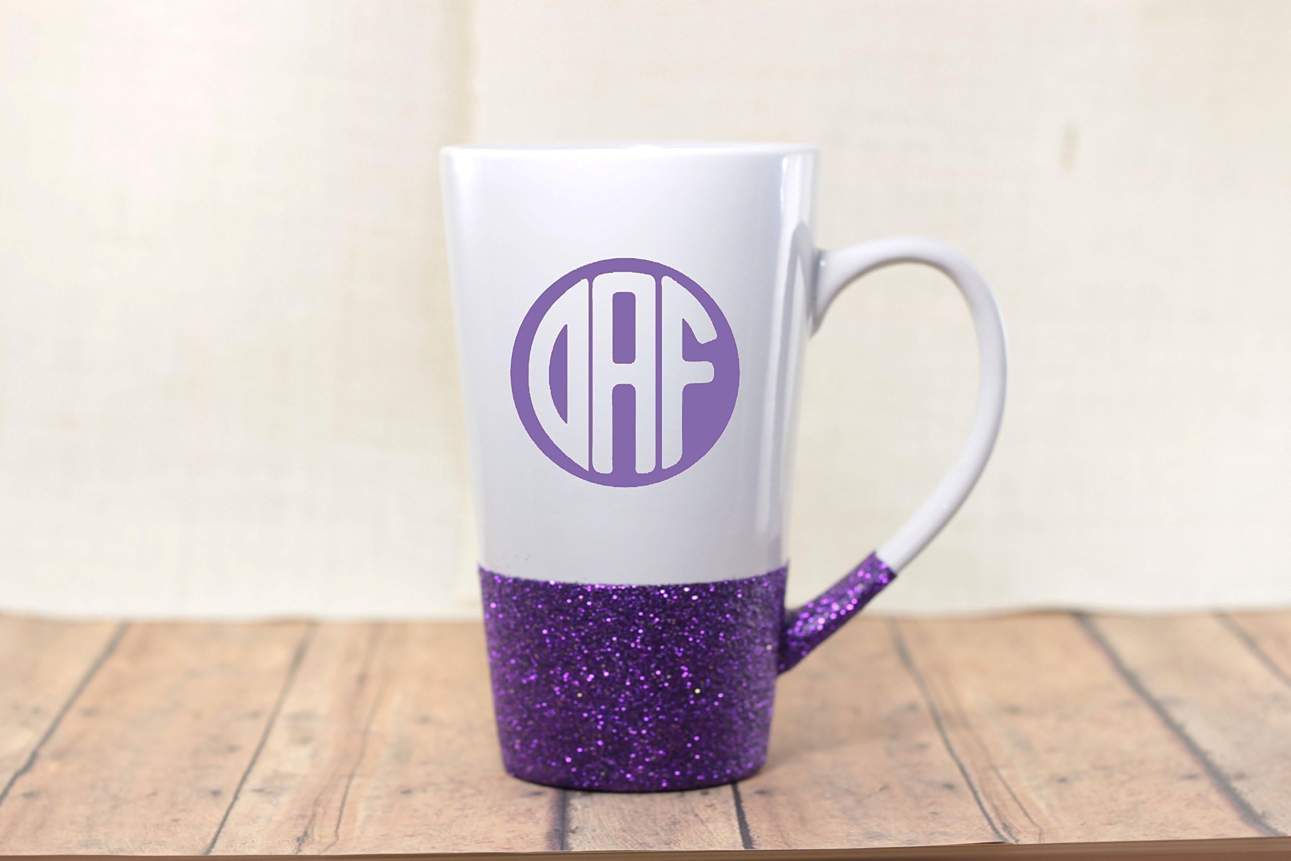 Custom Monogram Glitter Coffee Mug 18oz