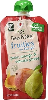Beech-Nut Baby Food Pouches, Pear Mango Squash Fruit Puree Baby & Toddler Food, 3.5 oz (12 Pack)